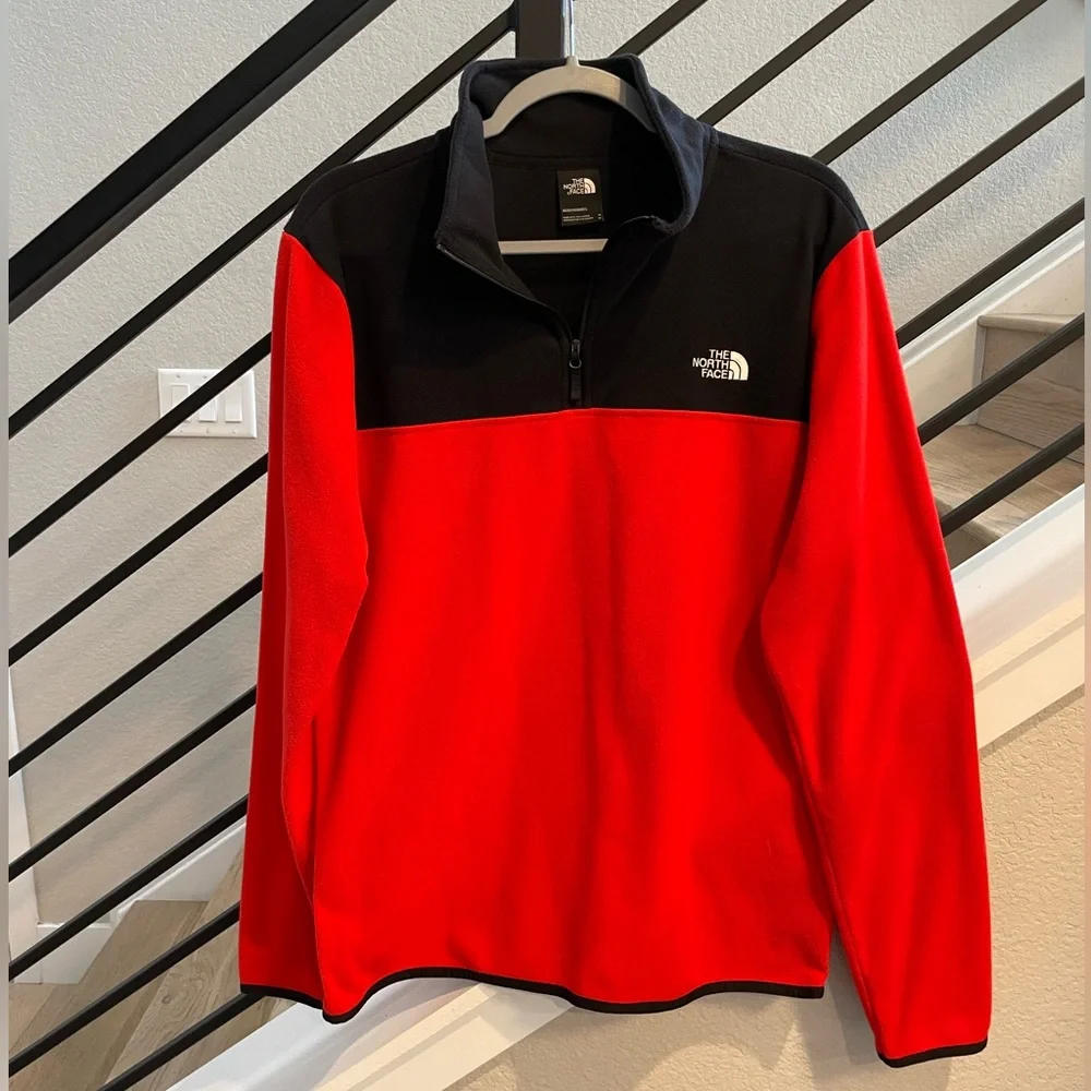 THE NORTH FACE TKA Glacier Quarter Zip Fleece Pullover in Red / Black size M - Picture 1 of 4